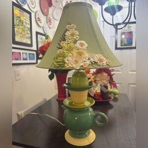 Handmade one-of-a-kind Fiestaware teapot lamp